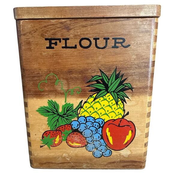 Vintage 1960s Fruit Decoupage Canister Set: Retro Farmhouse Kitchen Decor - Picture 5 of 11